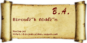 Bircsák Aldán névjegykártya